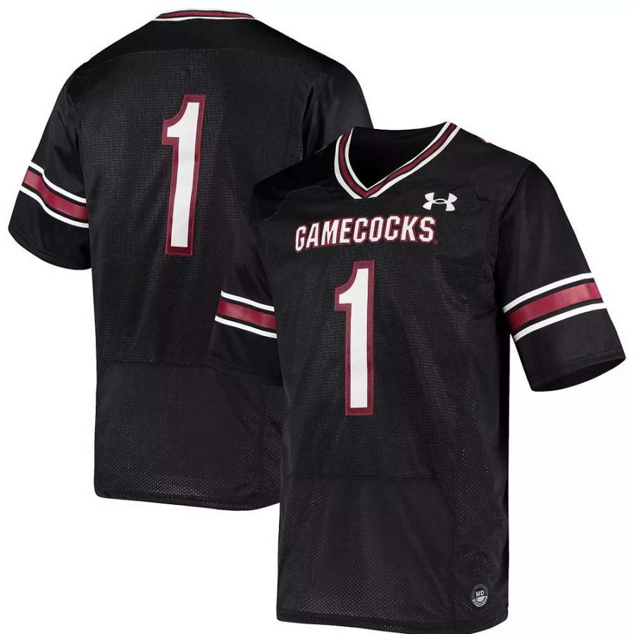 Tops * | Men'S Under Armour #1 Black South Carolina Gamecocks Premiere Football Jersey