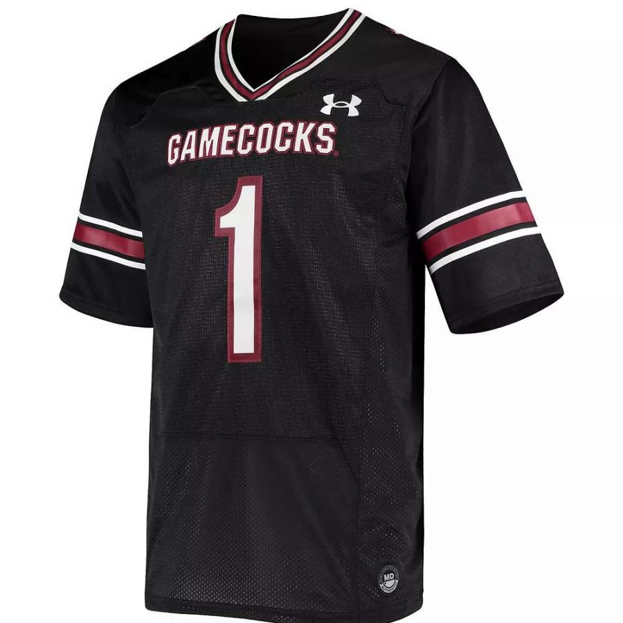 Tops * | Men'S Under Armour #1 Black South Carolina Gamecocks Premiere Football Jersey