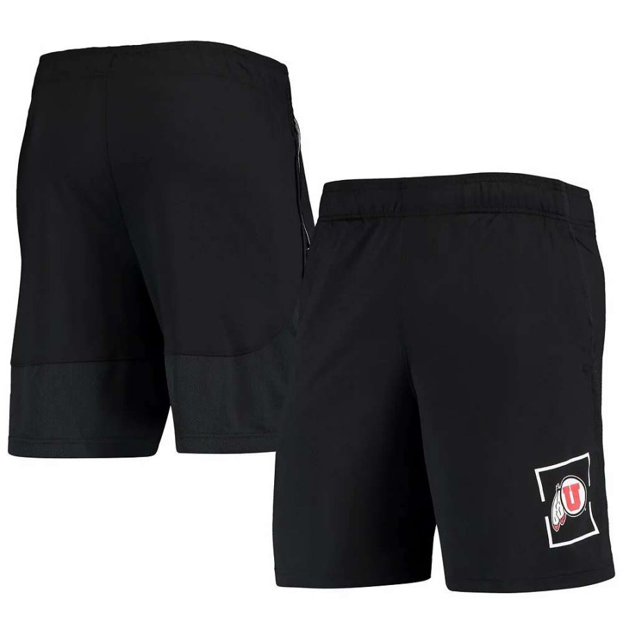 Bottoms * | Men'S Under Armour Black Utah Utes Mesh Raid Performance Shorts