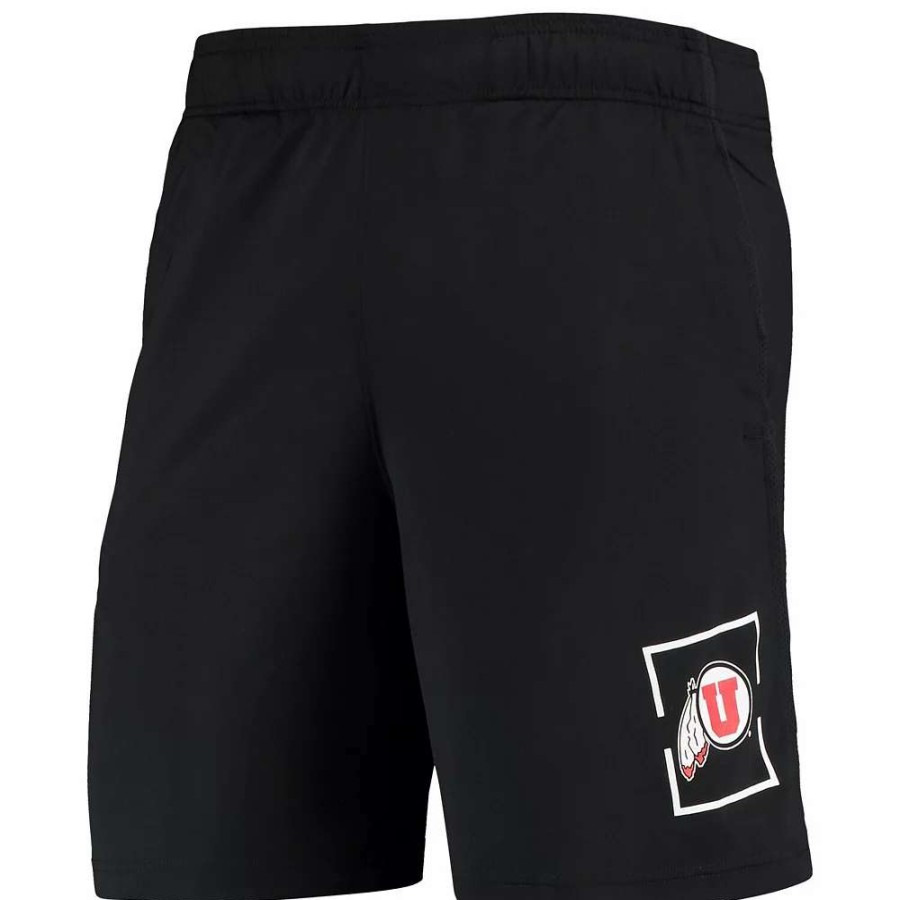 Bottoms * | Men'S Under Armour Black Utah Utes Mesh Raid Performance Shorts