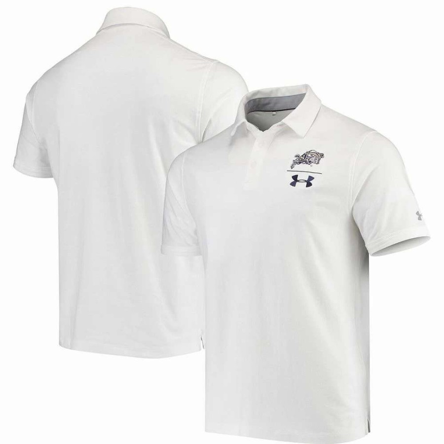 Tops * | Men'S Heathered White Navy Midshipmen Tri-Blend Performance Polo