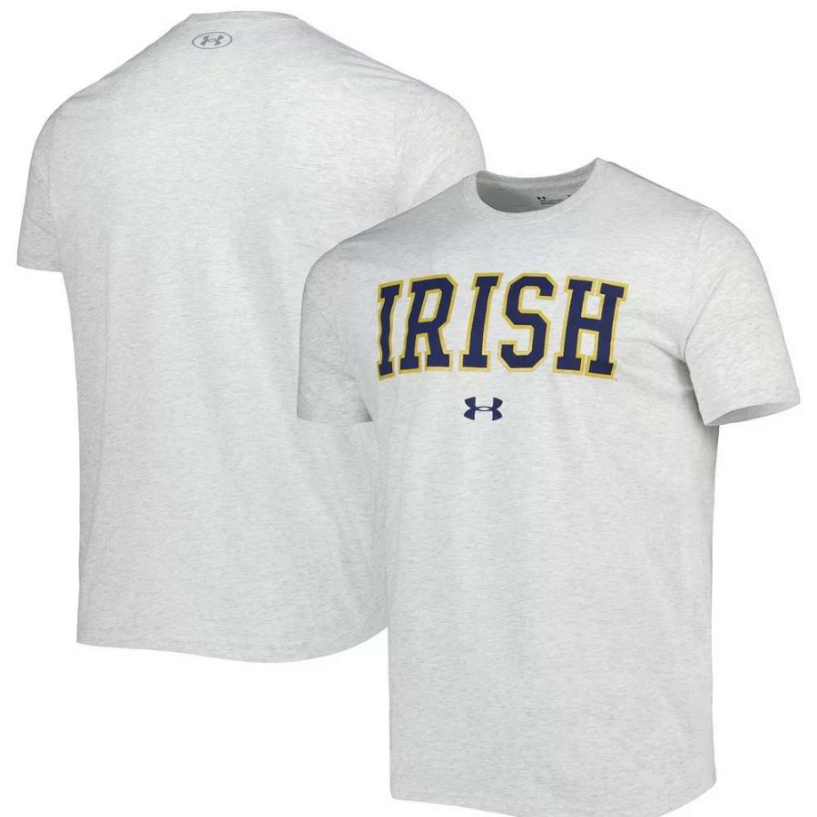 Tops * | Men'S Under Armour Heathered Gray Notre Dame Fighting Irish T-Shirt