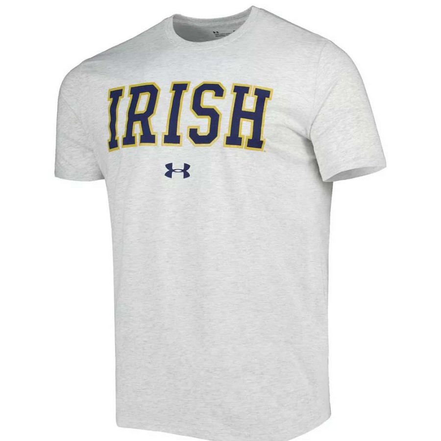 Tops * | Men'S Under Armour Heathered Gray Notre Dame Fighting Irish T-Shirt