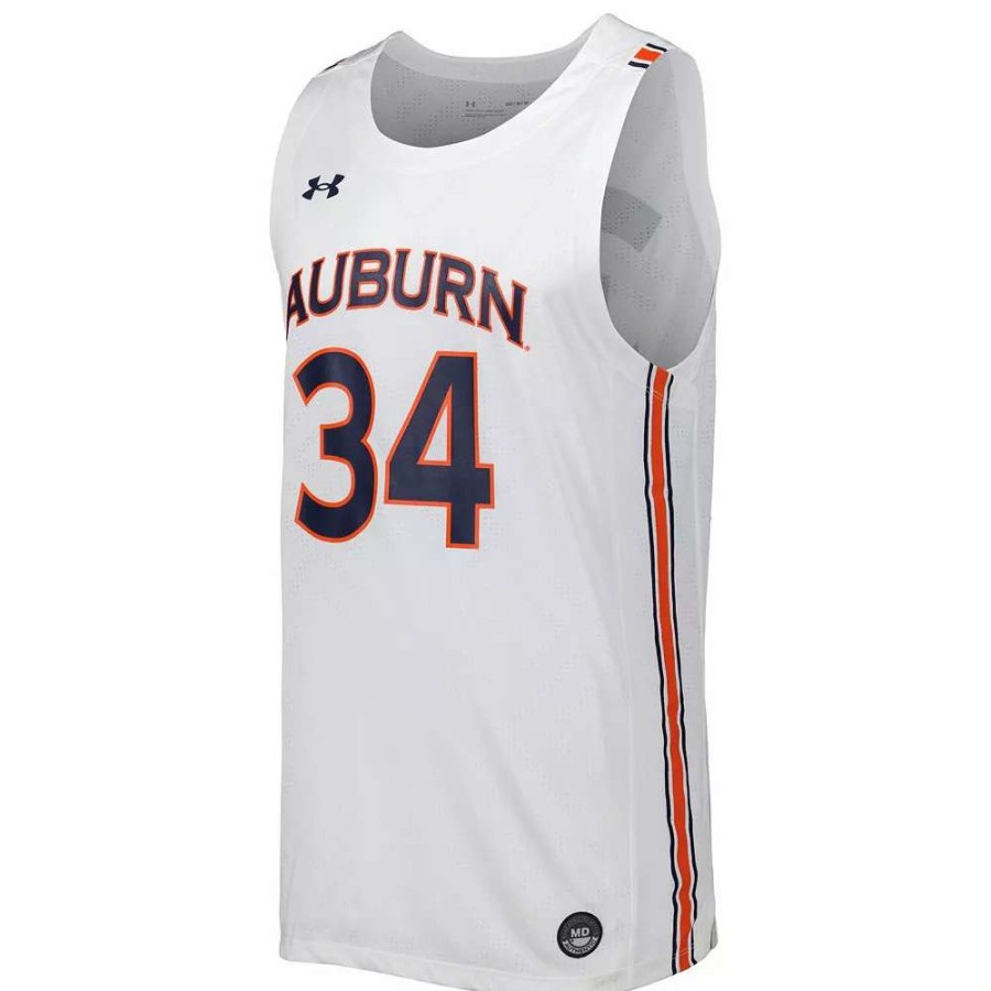 Tops * | Men'S Under Armour White Auburn Tigers Replica Basketball Jersey