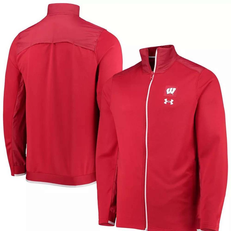 Outerwear * | Men'S Under Armour Red Wisconsin Badgers 2021 Sideline Command Full-Zip Jacket