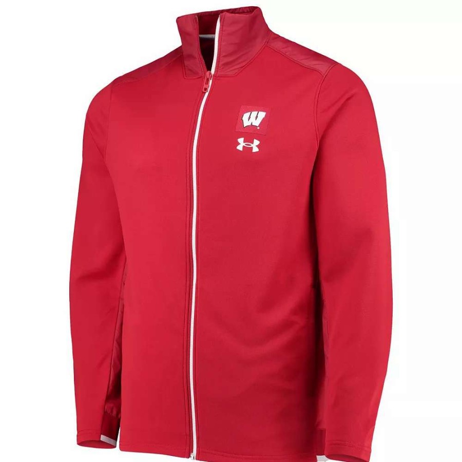 Outerwear * | Men'S Under Armour Red Wisconsin Badgers 2021 Sideline Command Full-Zip Jacket