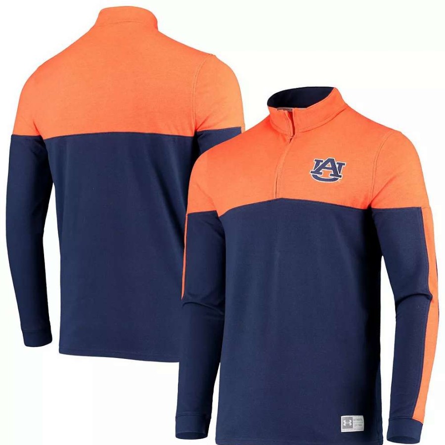 Outerwear * | Men'S Under Armour Navy/Orange Auburn Tigers Gameday Quarter-Zip Jacket