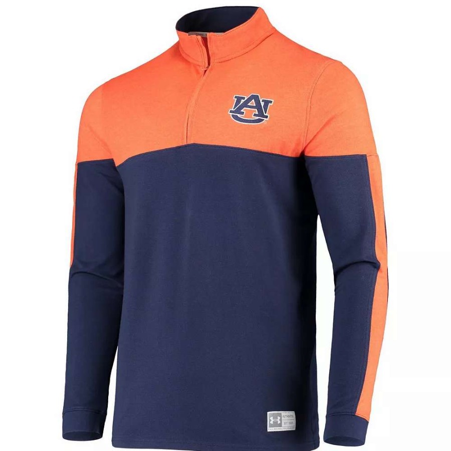 Outerwear * | Men'S Under Armour Navy/Orange Auburn Tigers Gameday Quarter-Zip Jacket