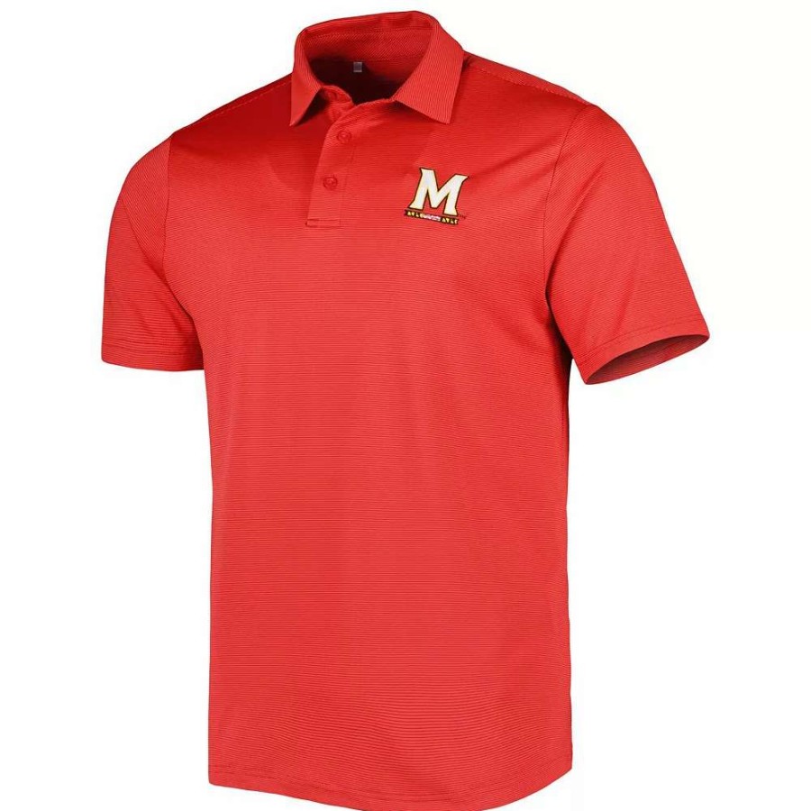 Tops * | Men'S Under Armour Red Maryland Terrapins Green Trail Stripe Polo