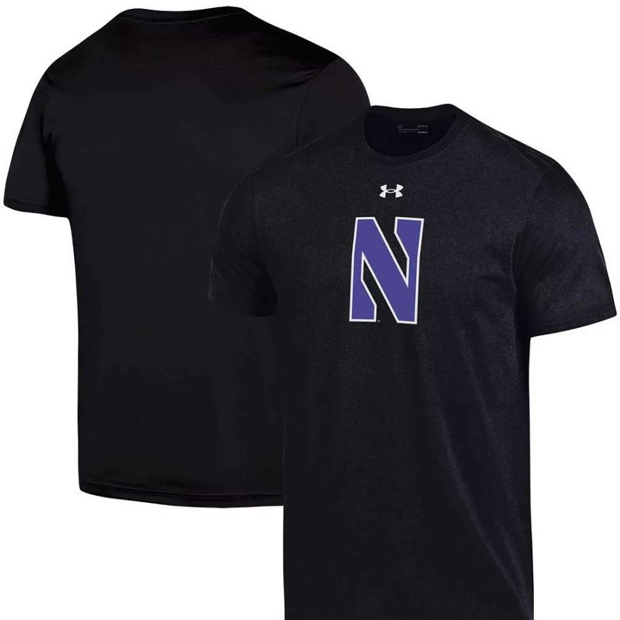 Tops * | Men'S Under Armour Black Northwestern Wildcats School Logo Cotton T-Shirt