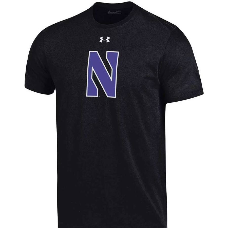 Tops * | Men'S Under Armour Black Northwestern Wildcats School Logo Cotton T-Shirt