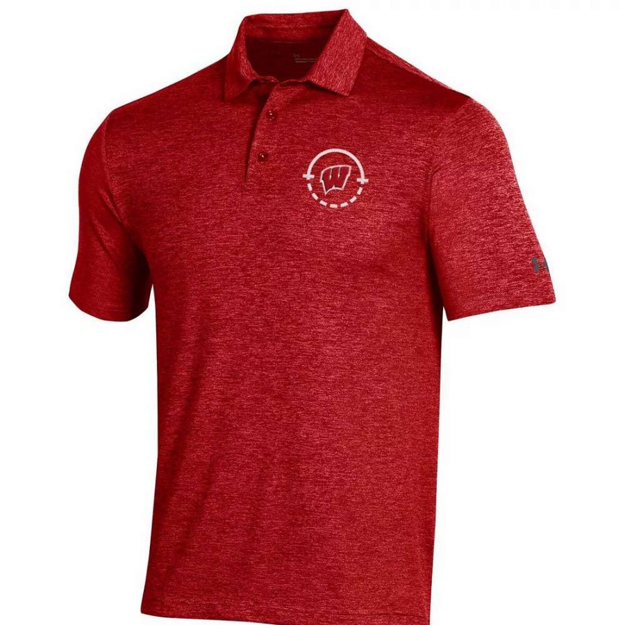 Tops * | Men'S Under Armour Red Wisconsin Badgers Coaches On-Court Basketball Playoff Performance Polo