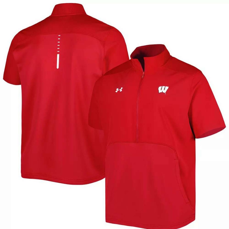 Outerwear * | Men'S Under Armour Red Wisconsin Badgers Motivate 2.0 Half-Zip Jacket