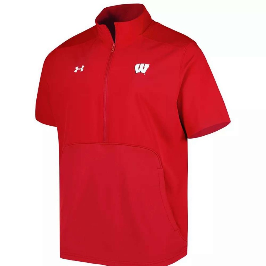 Outerwear * | Men'S Under Armour Red Wisconsin Badgers Motivate 2.0 Half-Zip Jacket