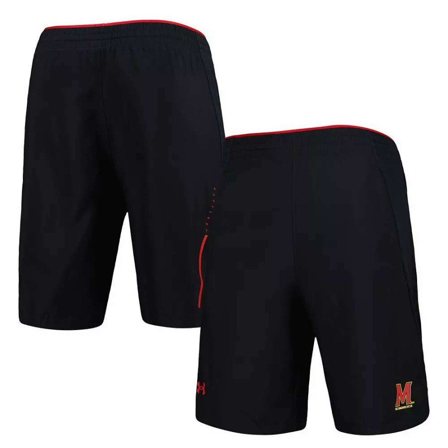 Bottoms * | Men'S Under Armour Black Maryland Terrapins Woven Shorts