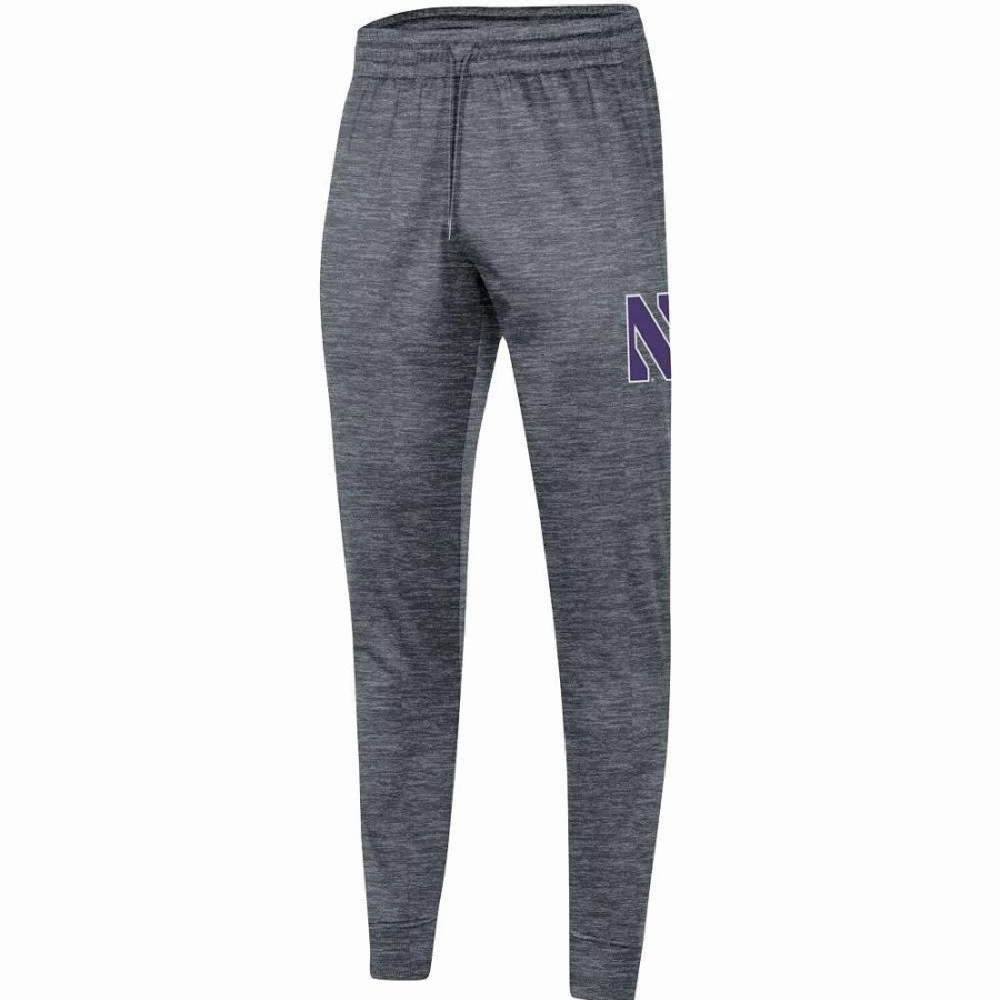 Bottoms * | Men'S Under Armour Heathered Gray Northwestern Wildcats Fleece Jogger Pants