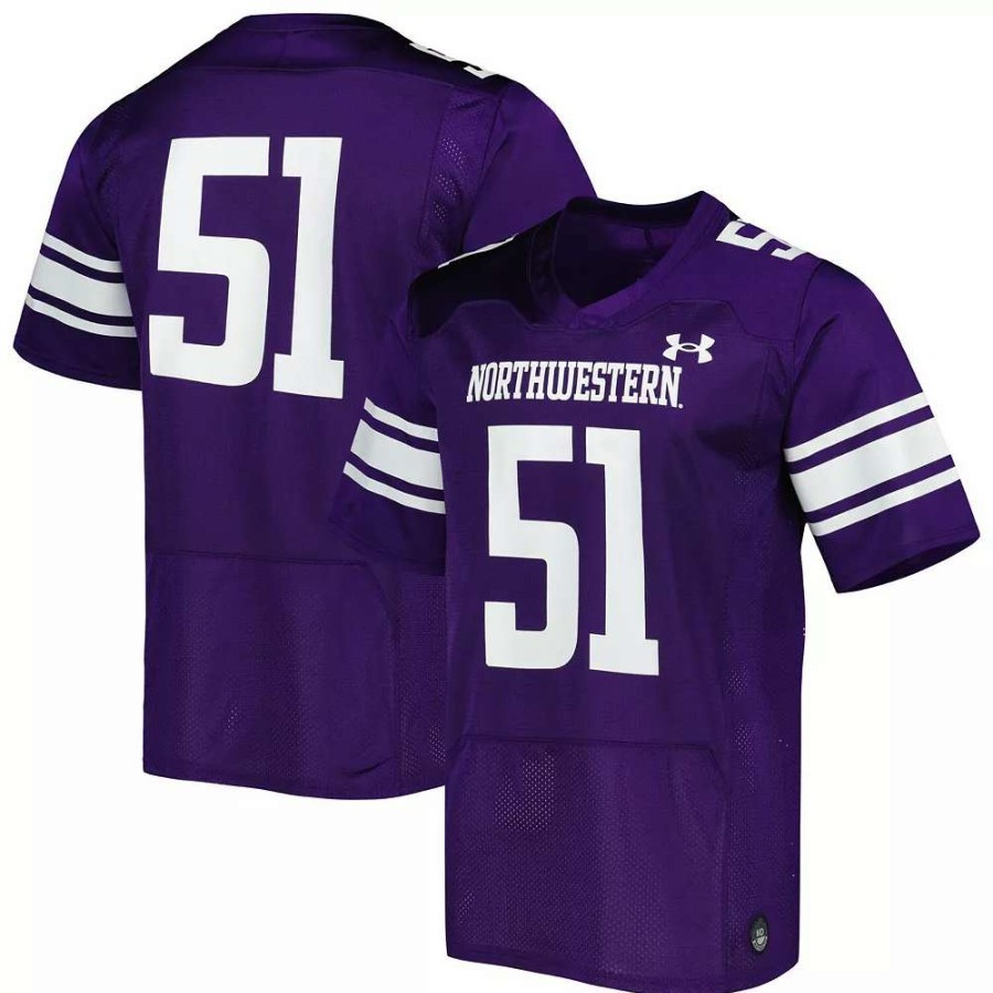 Tops * | Men'S Under Armour #51 Purple Northwestern Wildcats Team Wordmark Replica Football Jersey