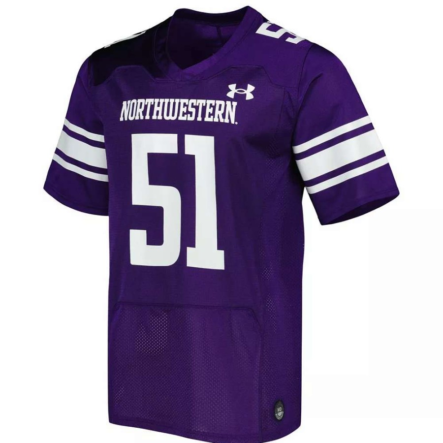 Tops * | Men'S Under Armour #51 Purple Northwestern Wildcats Team Wordmark Replica Football Jersey