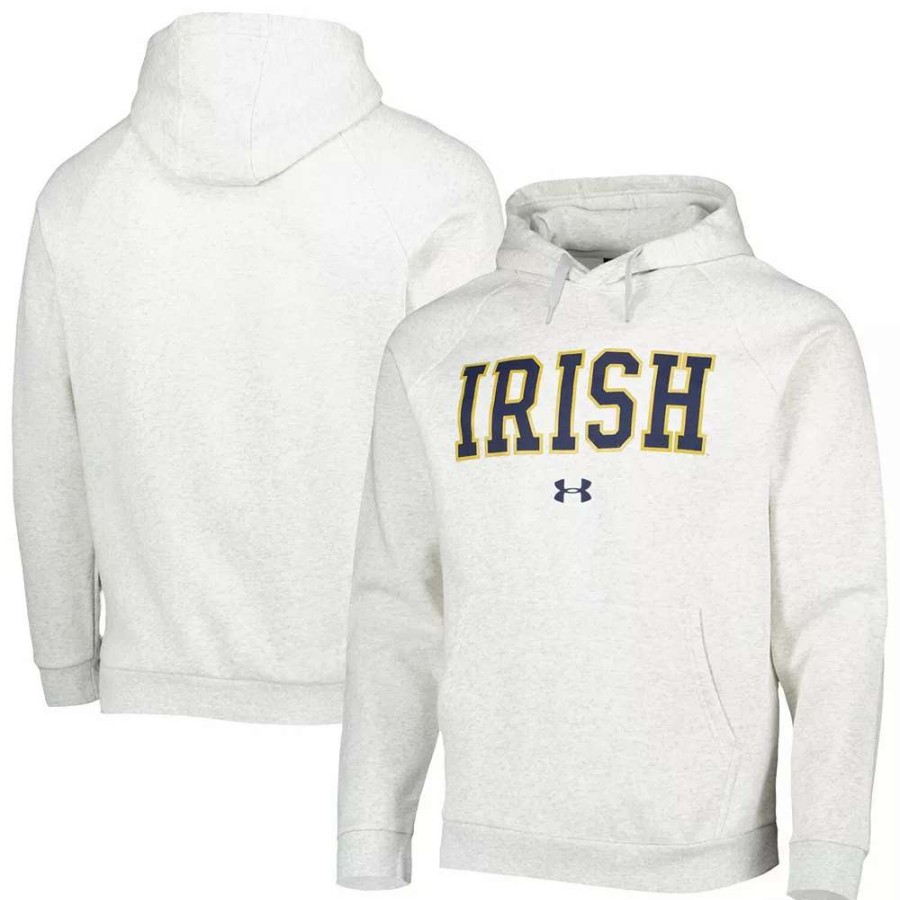 Tops * | Men'S Under Armour Heathered Gray Notre Dame Fighting Irish All Day Raglan Pullover Hoodie