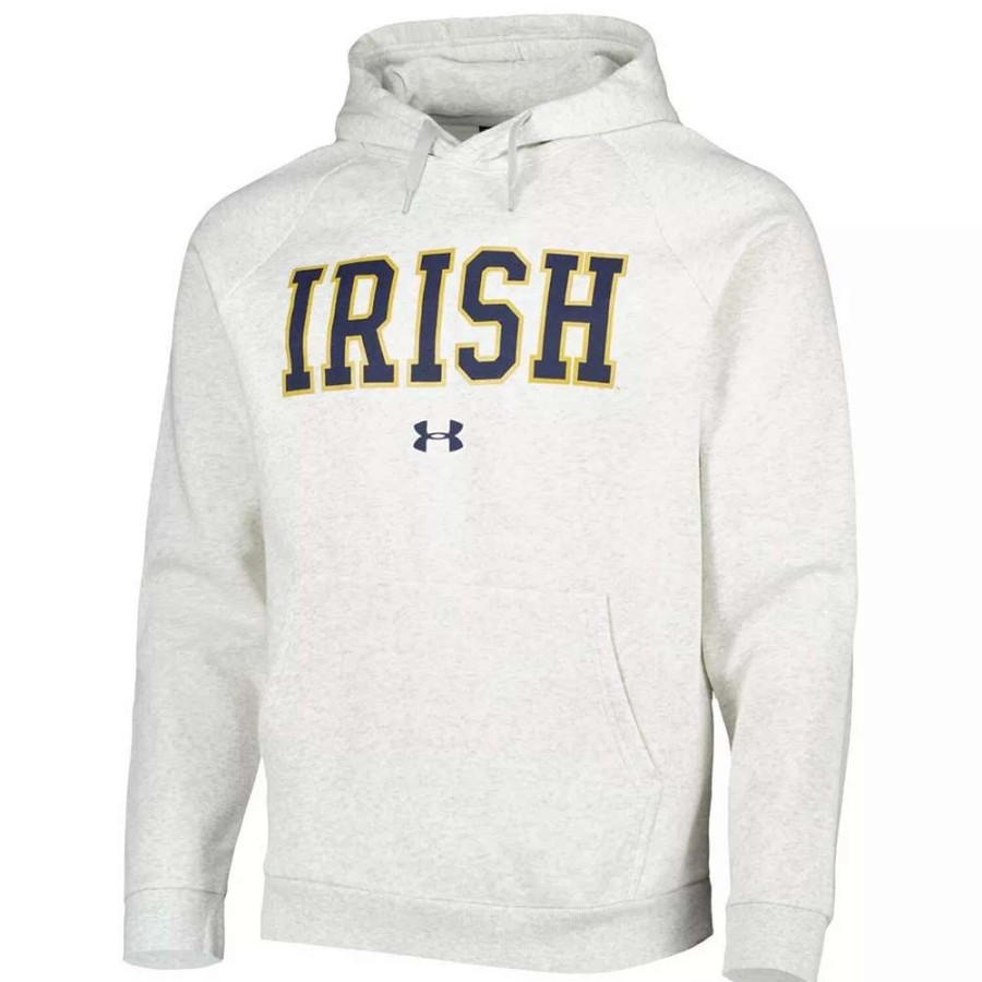 Tops * | Men'S Under Armour Heathered Gray Notre Dame Fighting Irish All Day Raglan Pullover Hoodie