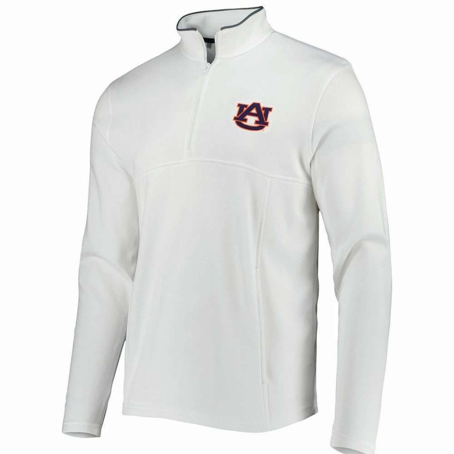 Outerwear * | Men'S Under Armour White Auburn Tigers Tempo Fleece Quarter-Zip Jacket