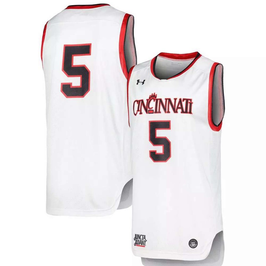 Tops * | Men'S Under Armour White Cincinnati Bearcats Replica Basketball Jersey