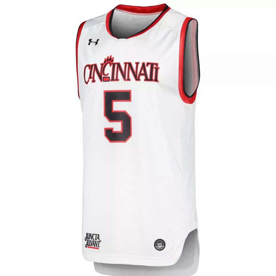 Tops * | Men'S Under Armour White Cincinnati Bearcats Replica Basketball Jersey