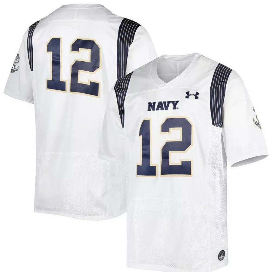 Tops * | Men'S Under Armour #12 White Navy Midshipmen Premier Limited Jersey