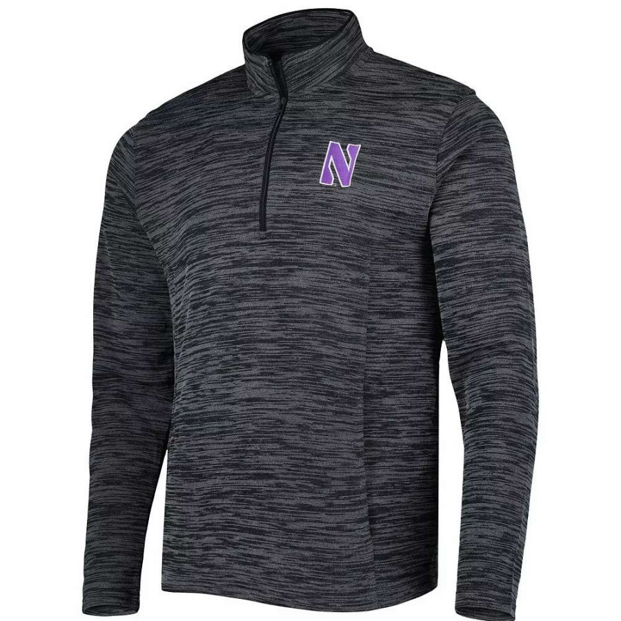 Outerwear * | Men'S Under Armour Black Northwestern Wildcats Tempo Fleece Quarter-Zip Jacket