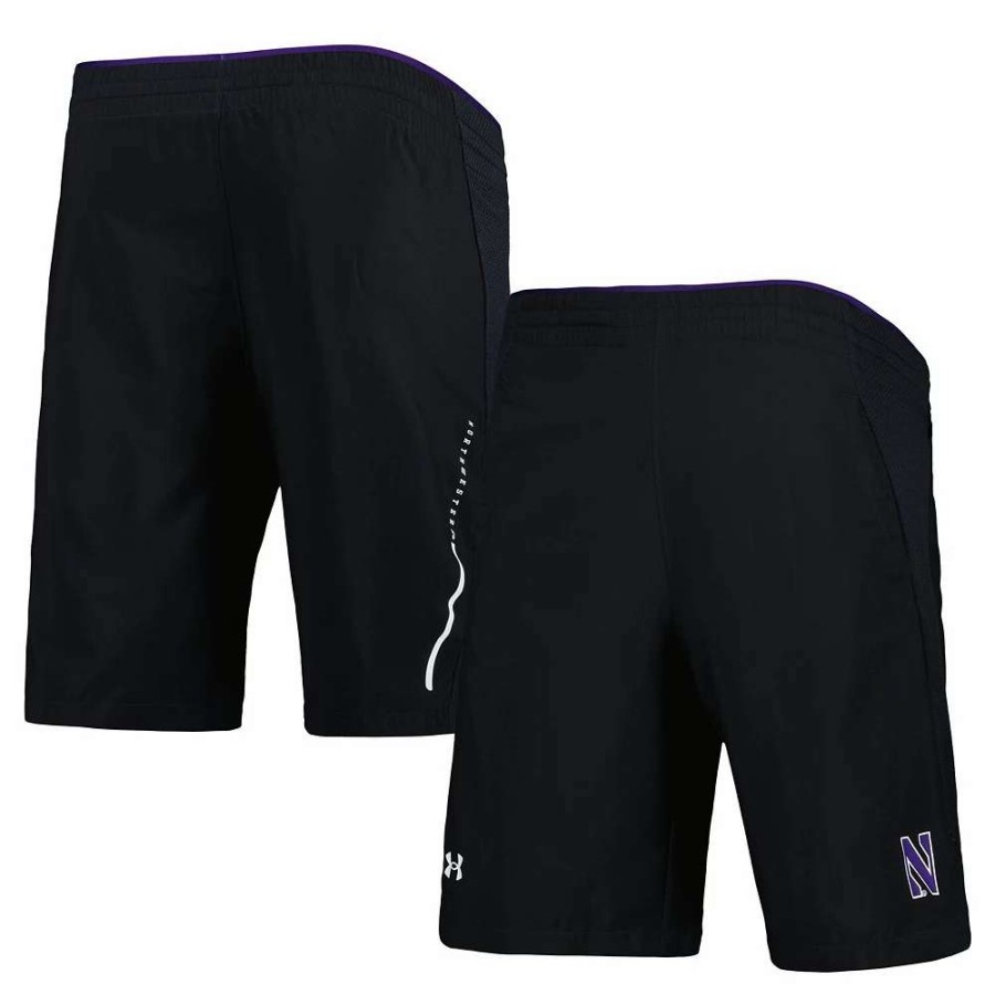 Bottoms * | Men'S Under Armour Black Northwestern Wildcats Woven Shorts