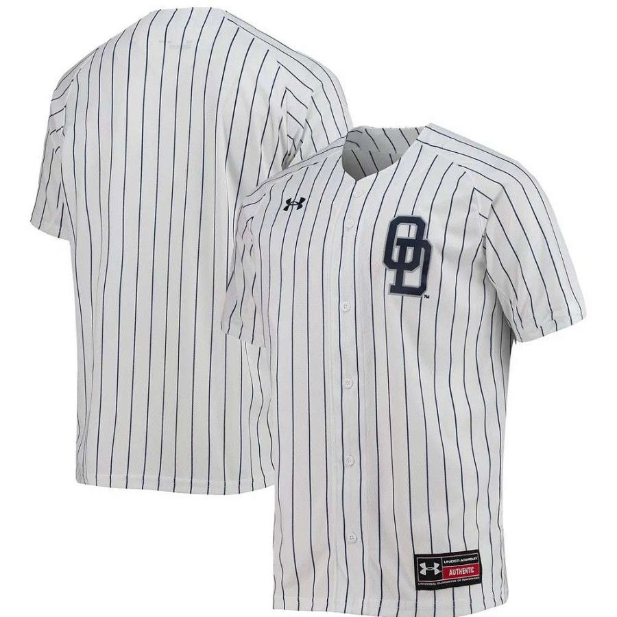 Tops * | Men'S Under Armour White Old Dominion Monarchs Pinstripe Replica Baseball Jersey