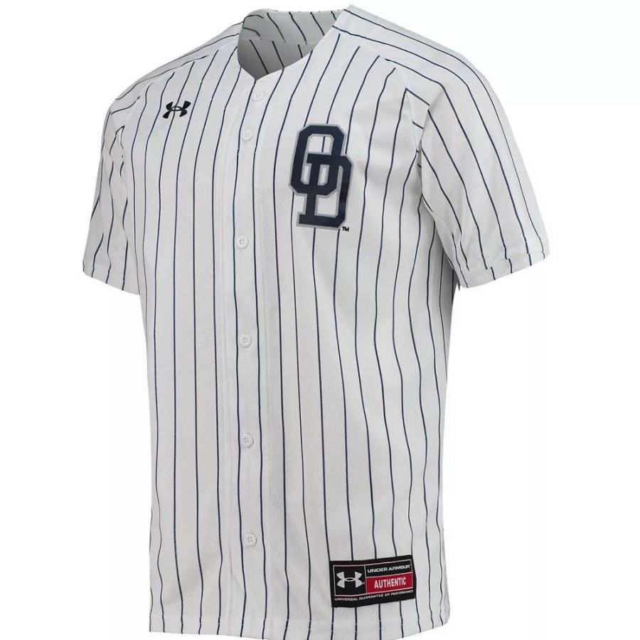 Tops * | Men'S Under Armour White Old Dominion Monarchs Pinstripe Replica Baseball Jersey