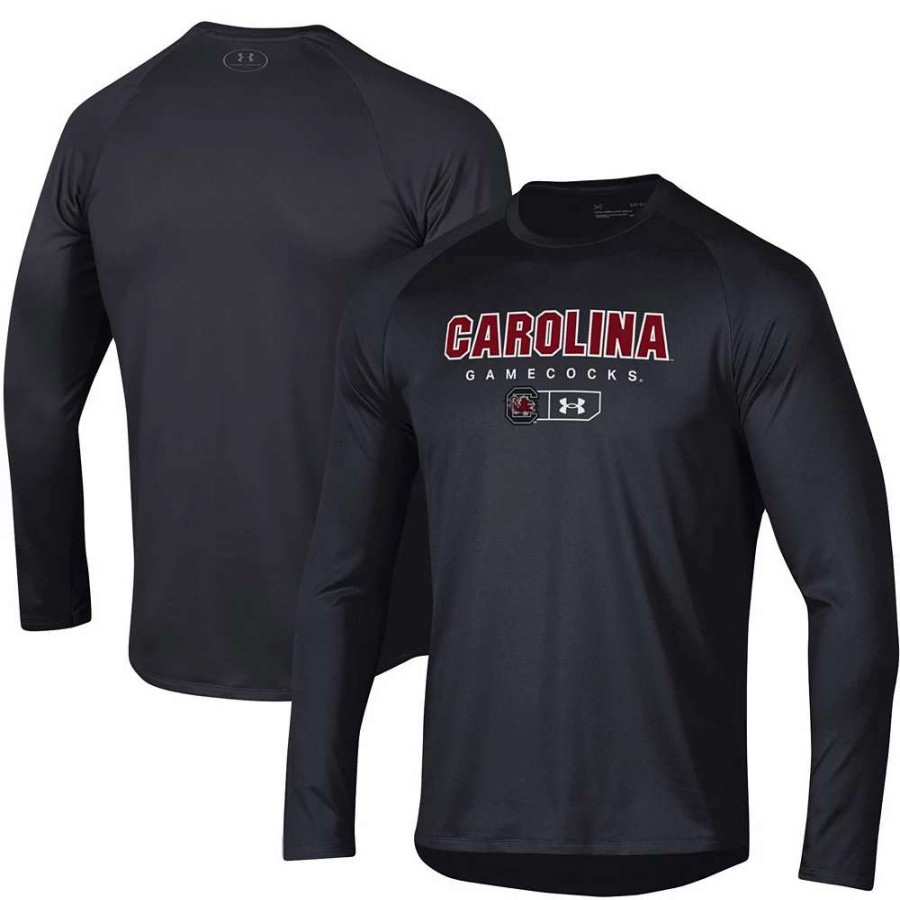 Tops * | Men'S Under Armour Black South Carolina Gamecocks Lockup Tech Raglan Long Sleeve T-Shirt