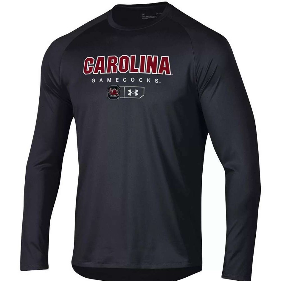 Tops * | Men'S Under Armour Black South Carolina Gamecocks Lockup Tech Raglan Long Sleeve T-Shirt