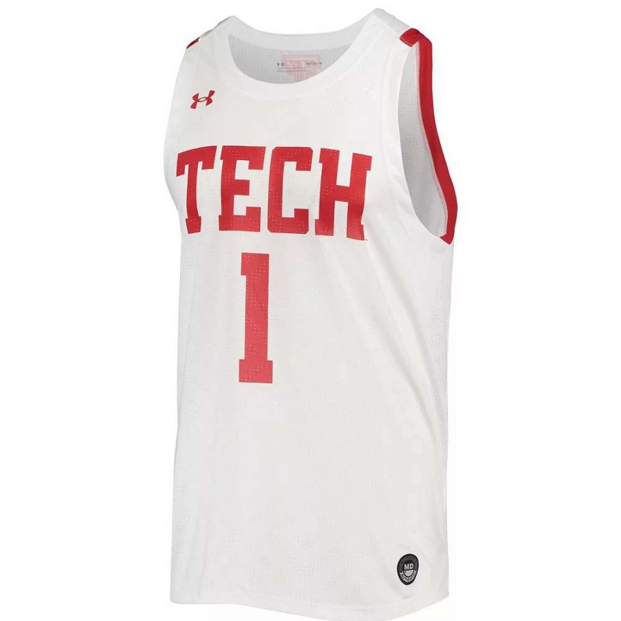 Tops * | Men'S Under Armour #1 White Texas Tech Red Raiders Alternate Replica Basketball Jersey