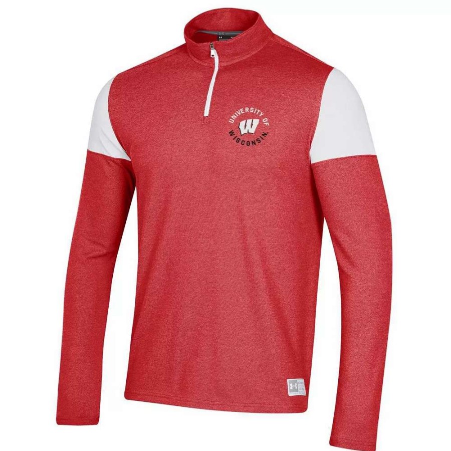 Outerwear * | Men'S Under Armour Red Wisconsin Badgers Gameday Tri-Blend Quarter-Zip Jacket