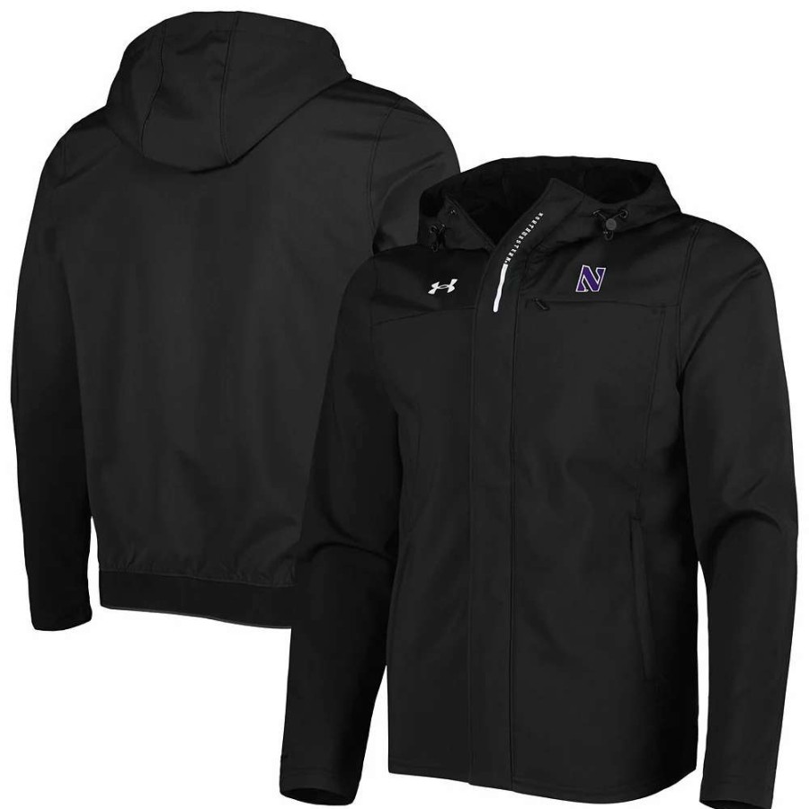 Outerwear * | Men'S Under Armour Black Northwestern Wildcats Swoven Performance Full-Zip Jacket