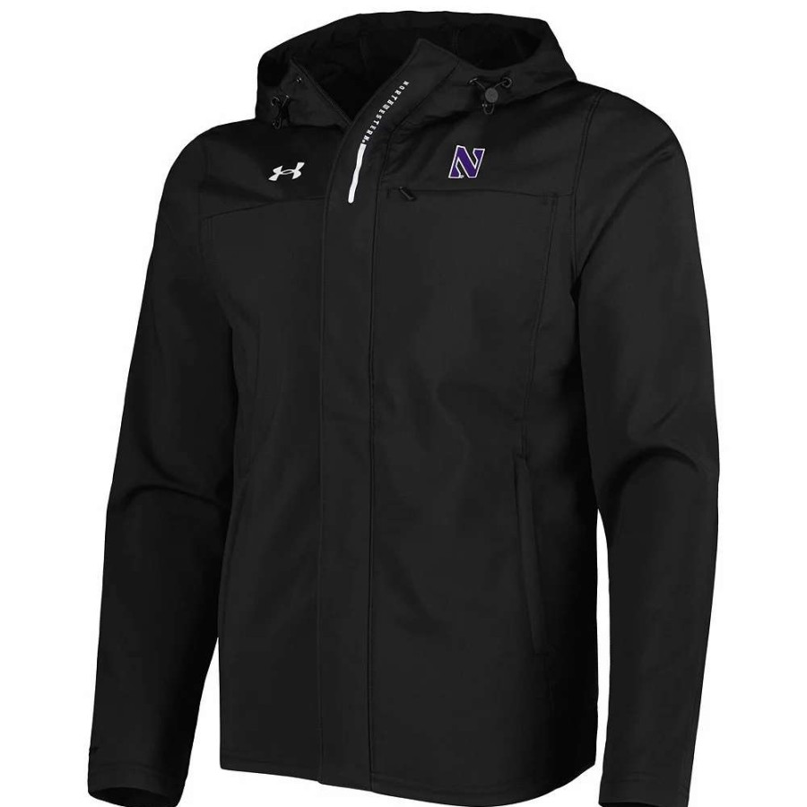 Outerwear * | Men'S Under Armour Black Northwestern Wildcats Swoven Performance Full-Zip Jacket