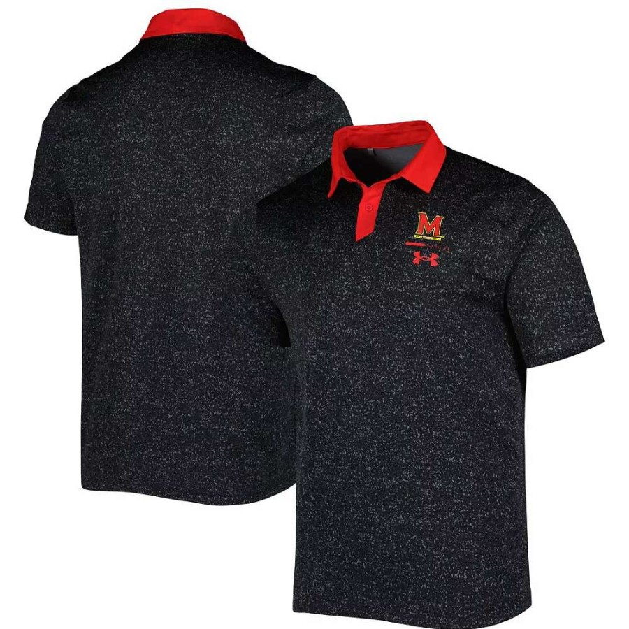 Tops * | Men'S Under Armour Black Maryland Terrapins Static Performance Polo