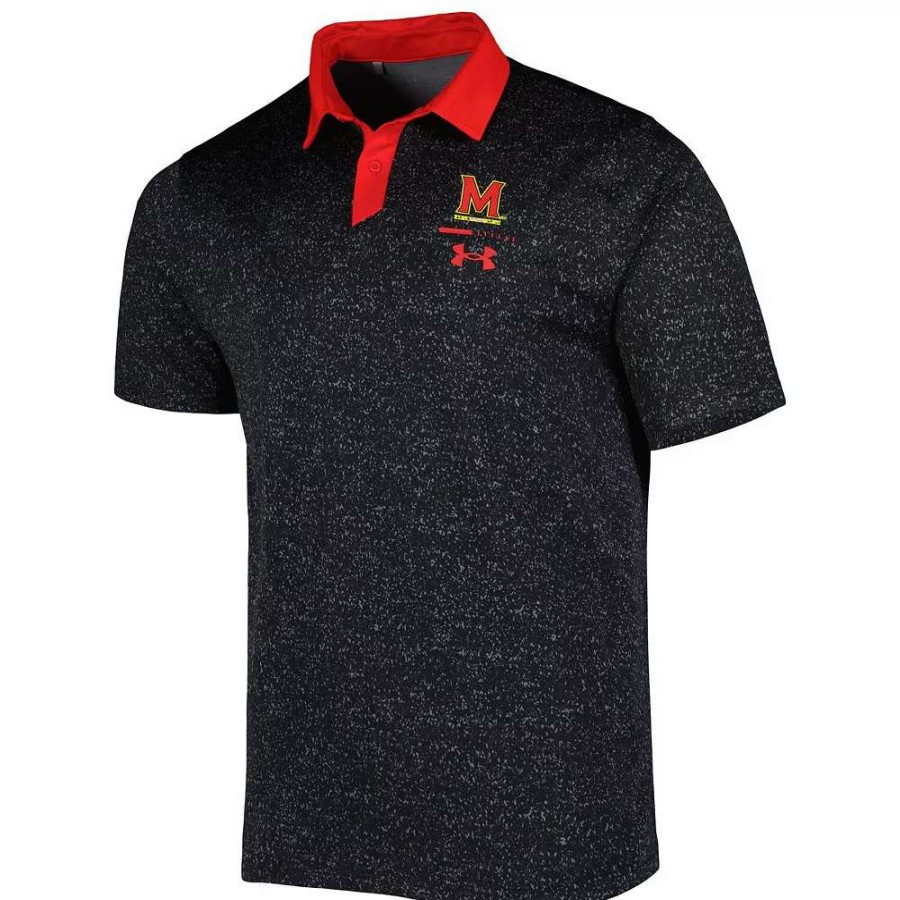 Tops * | Men'S Under Armour Black Maryland Terrapins Static Performance Polo