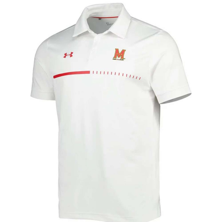 Tops * | Men'S Under Armour White Maryland Terrapins Title Performance Polo