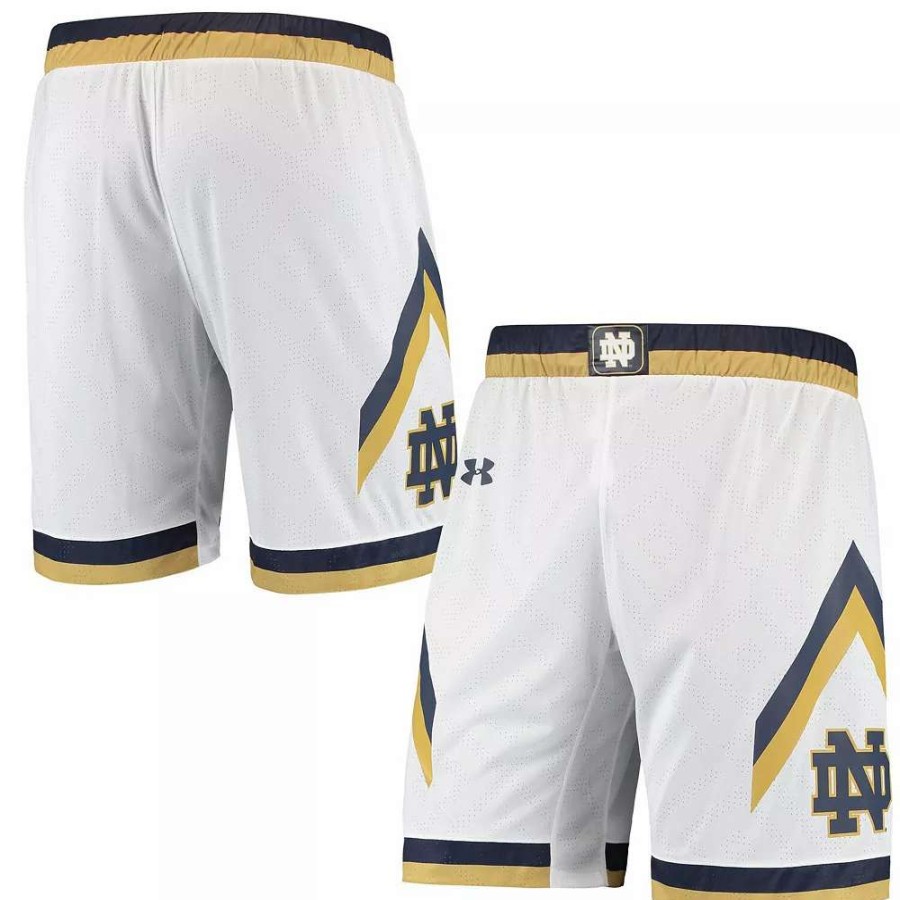 Bottoms * | Men'S Under Armour White Notre Dame Fighting Irish Replica Basketball Short