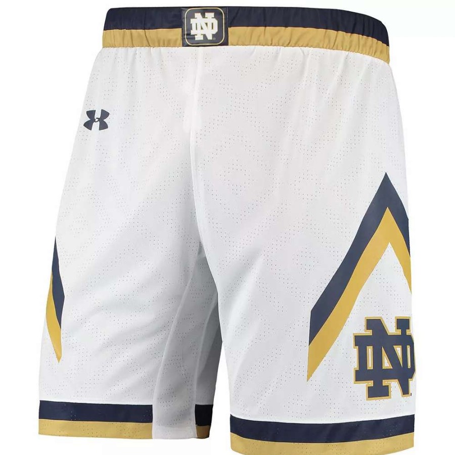 Bottoms * | Men'S Under Armour White Notre Dame Fighting Irish Replica Basketball Short