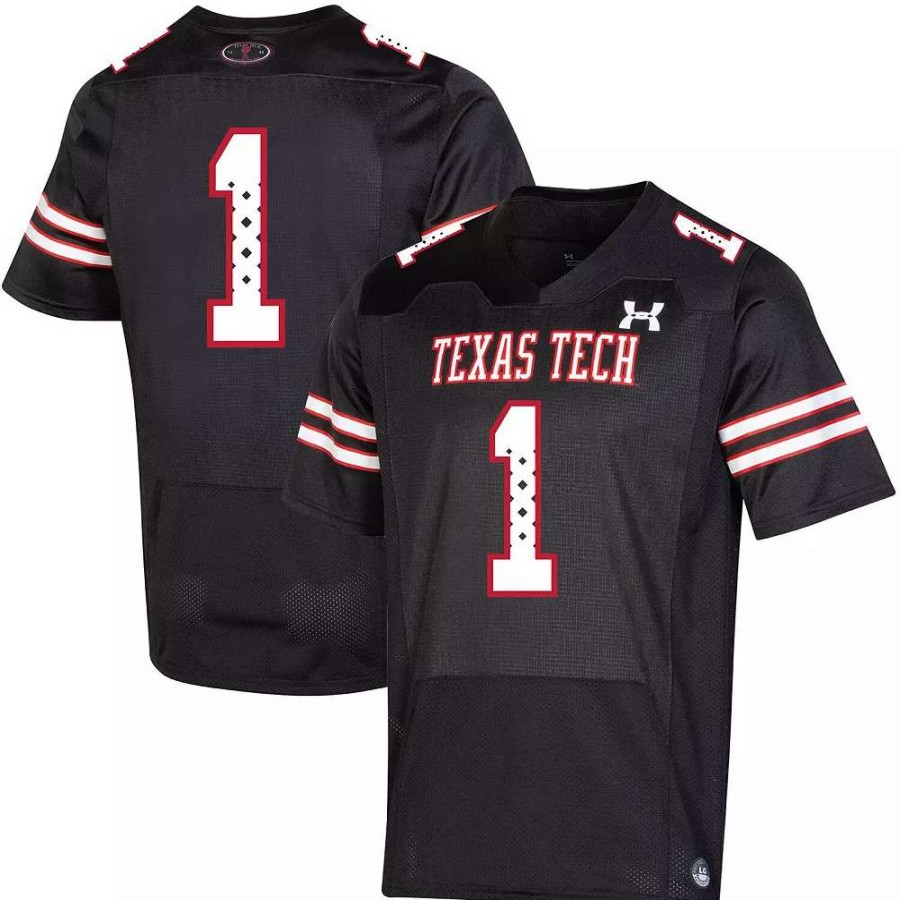 Tops * | Men'S Under Armour #1 Black Texas Tech Red Raiders Throwback Special Game Jersey