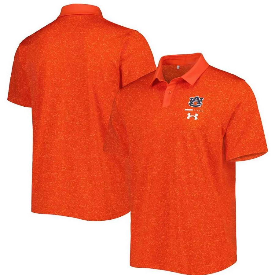 Tops * | Men'S Under Armour Orange Auburn Tigers Static Performance Polo