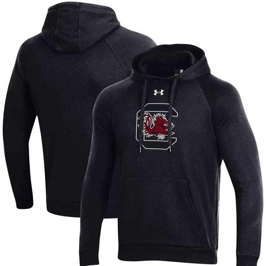 Tops * | Men'S Under Armour Black South Carolina Gamecocks Primary School Logo All Day Raglan Pullover Hoodie