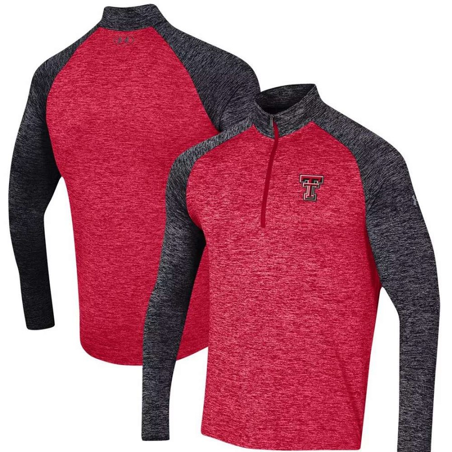 Outerwear * | Men'S Under Armour Red/Black Texas Tech Red Raiders Twist Raglan Performance Quarter-Zip Jacket