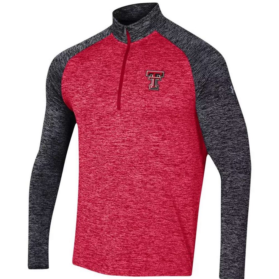 Outerwear * | Men'S Under Armour Red/Black Texas Tech Red Raiders Twist Raglan Performance Quarter-Zip Jacket