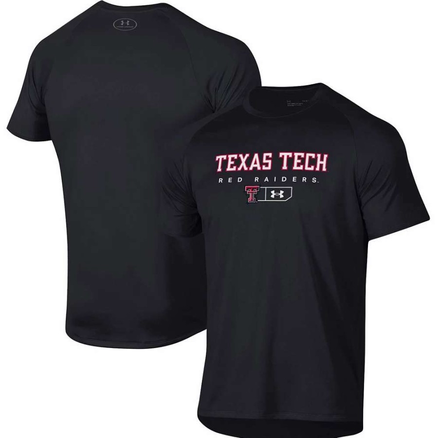 Tops * | Men'S Under Armour Black Texas Tech Red Raiders Lockup Tech Raglan T-Shirt