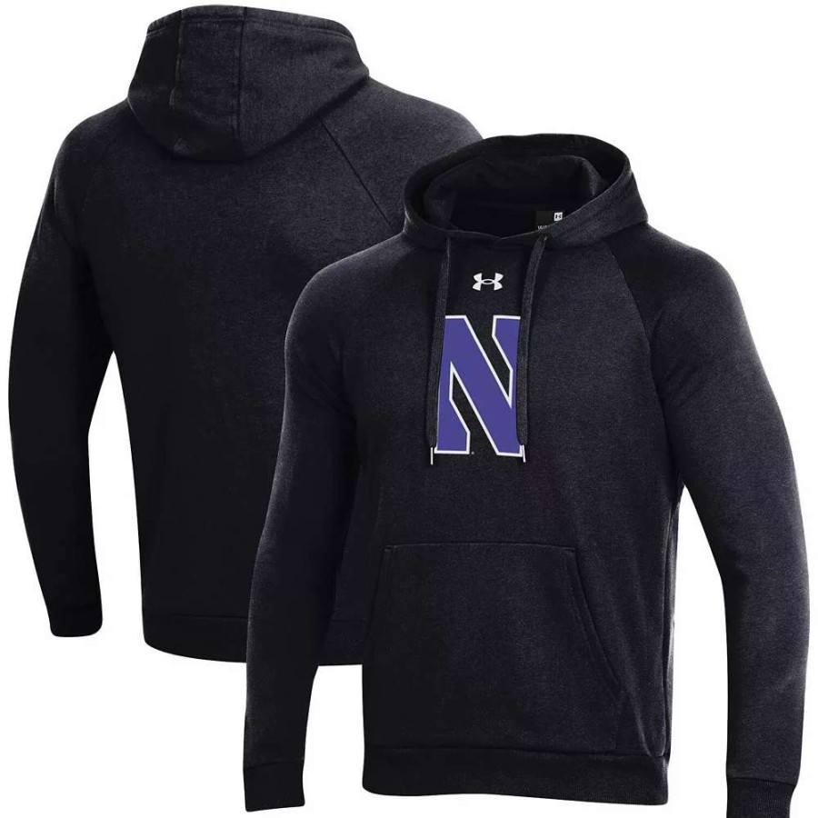 Tops * | Men'S Under Armour Black Northwestern Wildcats Primary School Logo All Day Raglan Pullover Hoodie